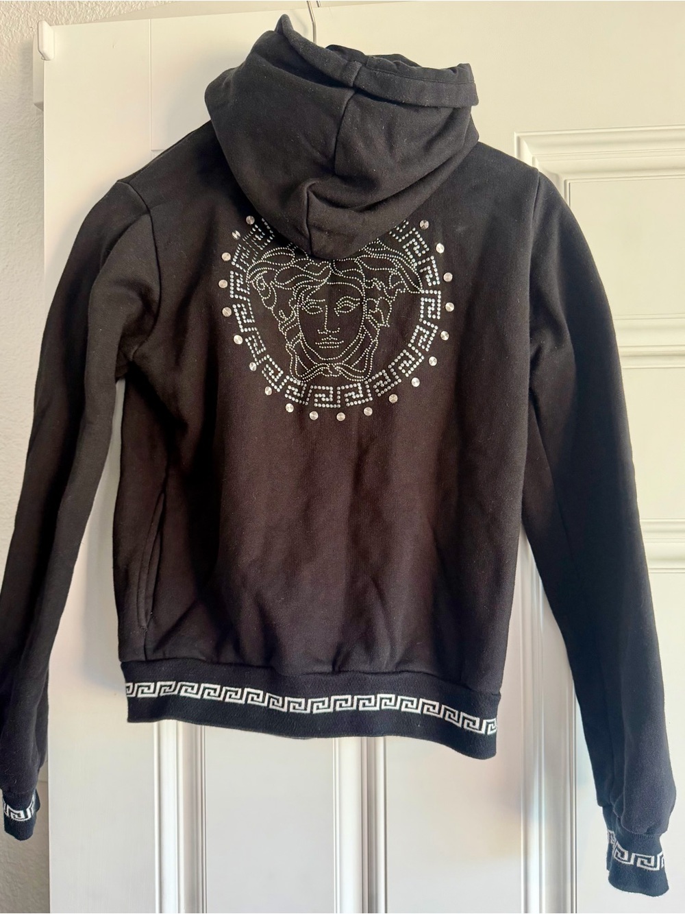 Versace Black Rhinestone Medusa Hoodie Jacket